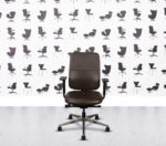 Refurbished Steelcase Reply Task Chair - Polished Aluminium Base - Brown Leather