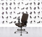Refurbished Steelcase Reply Task Chair - Polished Aluminium Base - Brown Leather