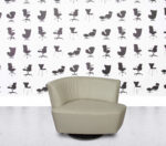 Refurbished Walter Knoll Drift Swivel Armchair - White Leather