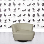 Refurbished Walter Knoll Drift Swivel Armchair - White Leather
