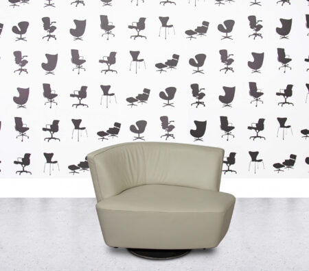Refurbished Walter Knoll Drift Swivel Armchair - White Leather