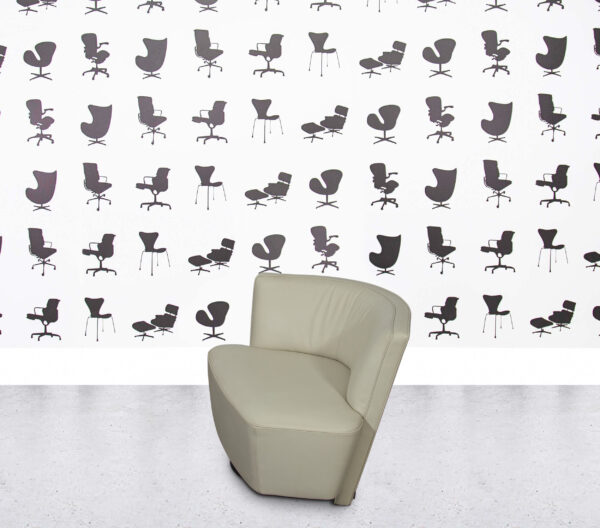 Refurbished Walter Knoll Drift Swivel Armchair - White Leather