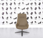 Refurbished Boss Design Marnie High Back - Polished Aluminium - Khaki Fabric