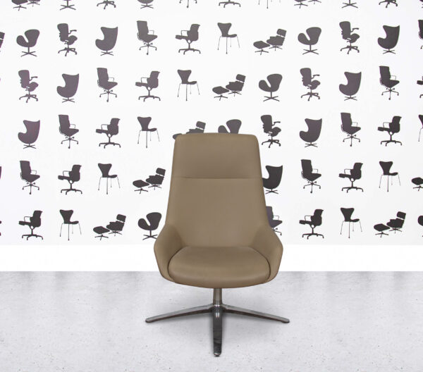 Refurbished Boss Design Marnie High Back - Polished Aluminium - Khaki Fabric