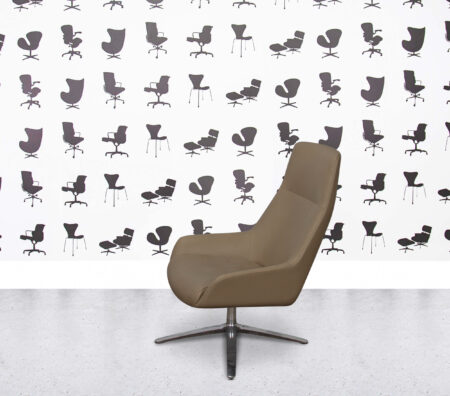 Refurbished Boss Design Marnie High Back - Polished Aluminium - Khaki Fabric
