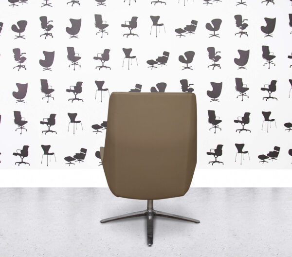 Refurbished Boss Design Marnie High Back - Polished Aluminium - Khaki Fabric