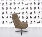 Refurbished Boss Design Marnie High Back - Polished Aluminium - Khaki Fabric