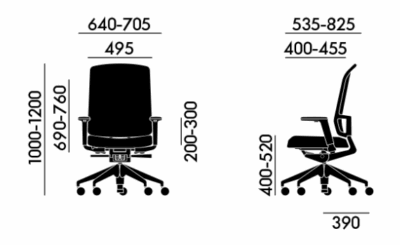 Refurbished Vitra AM Task Chair - Full Black 1 Refurbished Vitra AM Task Chair - Black Dimensions