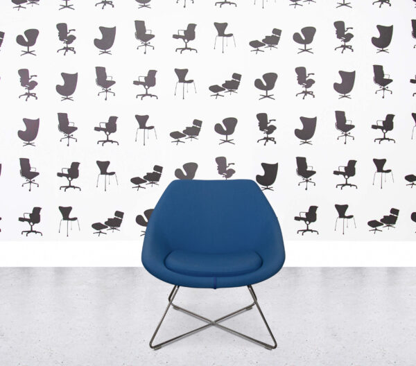 Refurbished Allermuir Open A642 - Wire Frame Base - Baby Blue Fabric