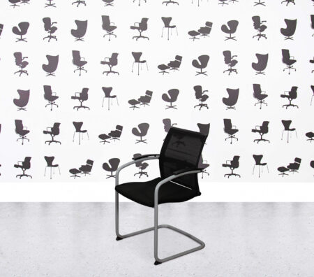 Refurbished Sedus Open Up Cantilever Chair - Grey Frame - Black Fabric