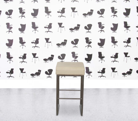 Refurbished Allermuir Pause Bar Stool - Beige Leather