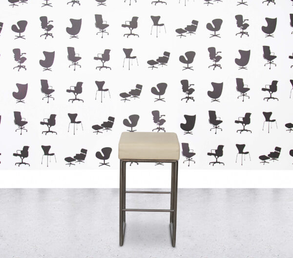 Refurbished Allermuir Pause Bar Stool - Beige Leather