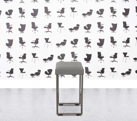 Refurbished Allermuir Pause Bar Stool - Grey Leather