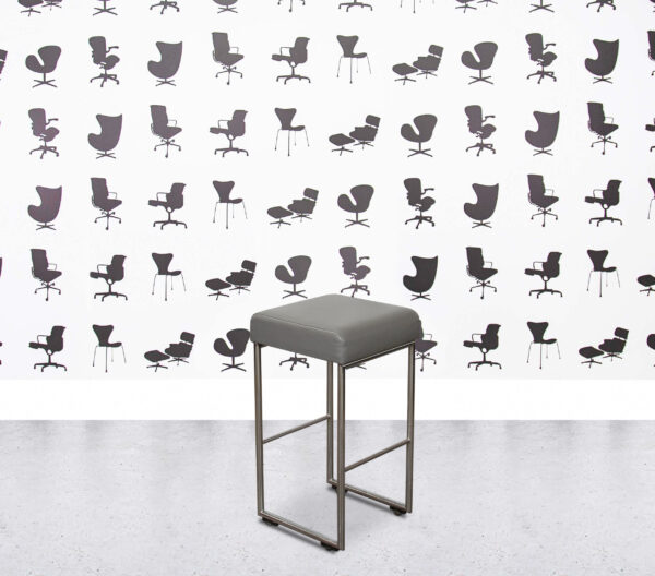 Refurbished Allermuir Pause Bar Stool - Grey Leather