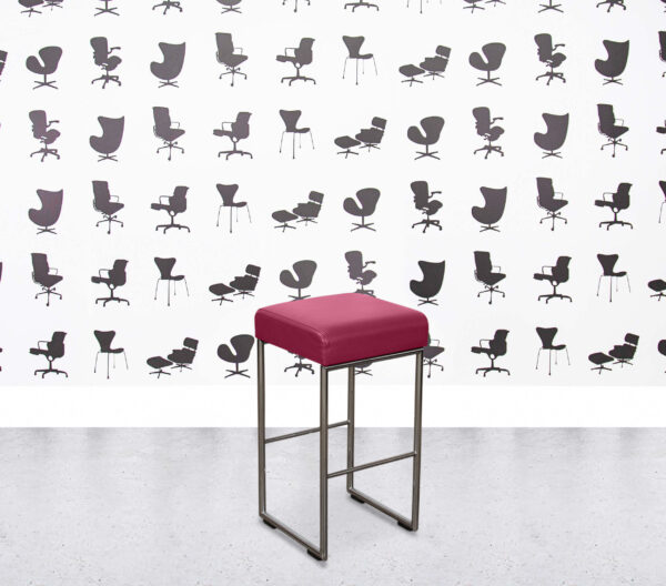 Refurbished Allermuir Pause Bar Stool - Pink Leather