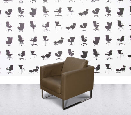 Refurbished Giulio Marelli Italia Cubic Armchair - Brown Leather