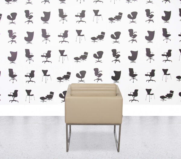 Refurbished Giulio Marelli Cube Mini Armchair - Beige Leather