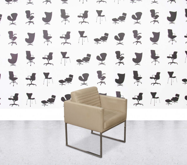 Refurbished Giulio Marelli Cube Mini Armchair - Beige Leather
