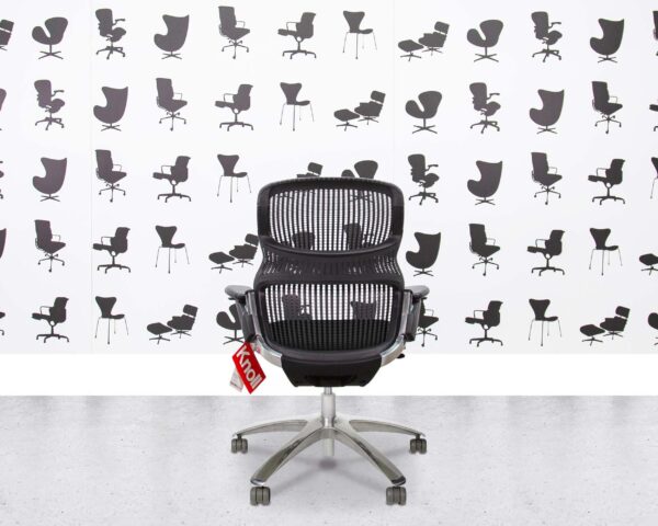 Refurbished Knoll Generation - Polished Aluminium - Black Fabric