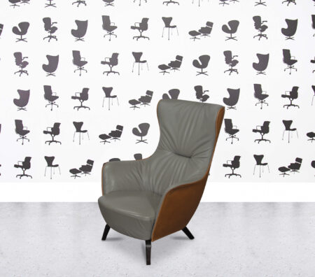 Refurbished Poltrona Frau Mamy Blue Armchair - Grey Leather