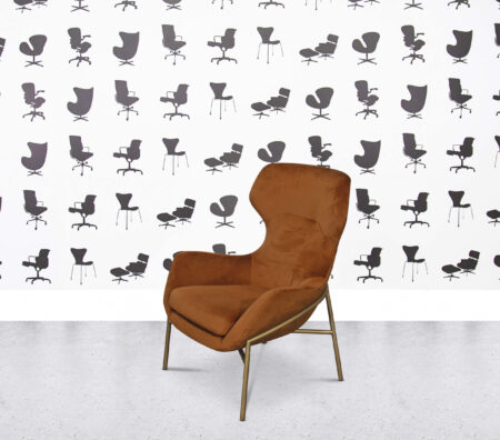 Refurbished Giulio Marelli Brera High Armchair - Suede Orange