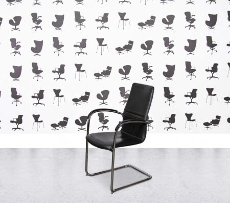 Refurbished Kusch Co Ona Plaza Stacking Meeting Chair - Black Leather