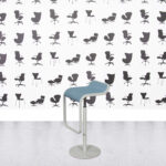 Refurbished Lapalma Lem Bar Stool - White Frame - Blue Seat