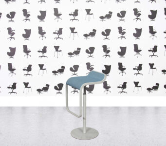 Refurbished Lapalma Lem Bar Stool - White Frame - Blue Seat