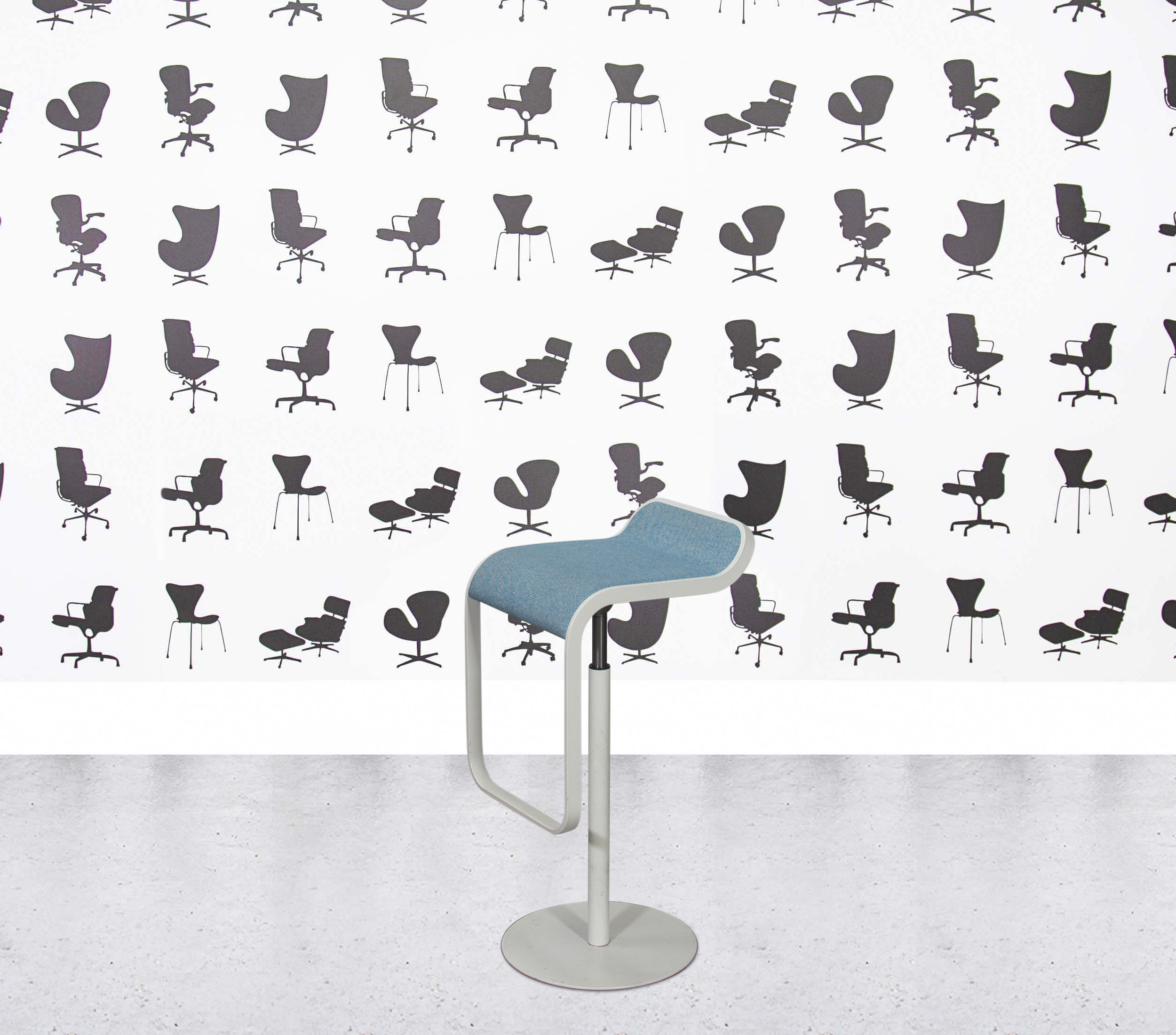 Refurbished Lapalma Lem Bar Stool - White Frame - Blue Seat2 Refurbished Lapalma Lem Bar Stool - White Frame - Blue Seat