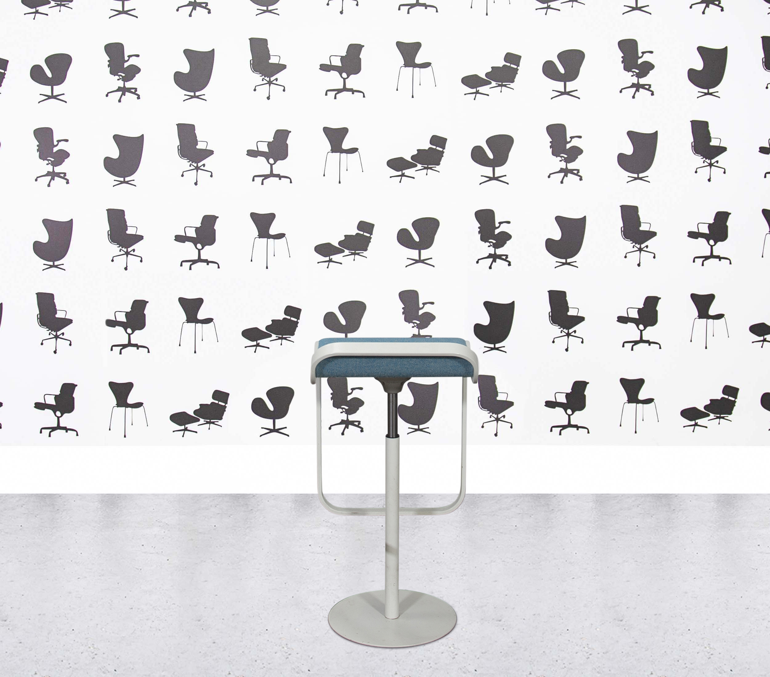 Refurbished Lapalma Lem Bar Stool - White Frame - Blue Seat3 Refurbished Lapalma Lem Bar Stool - White Frame - Blue Seat