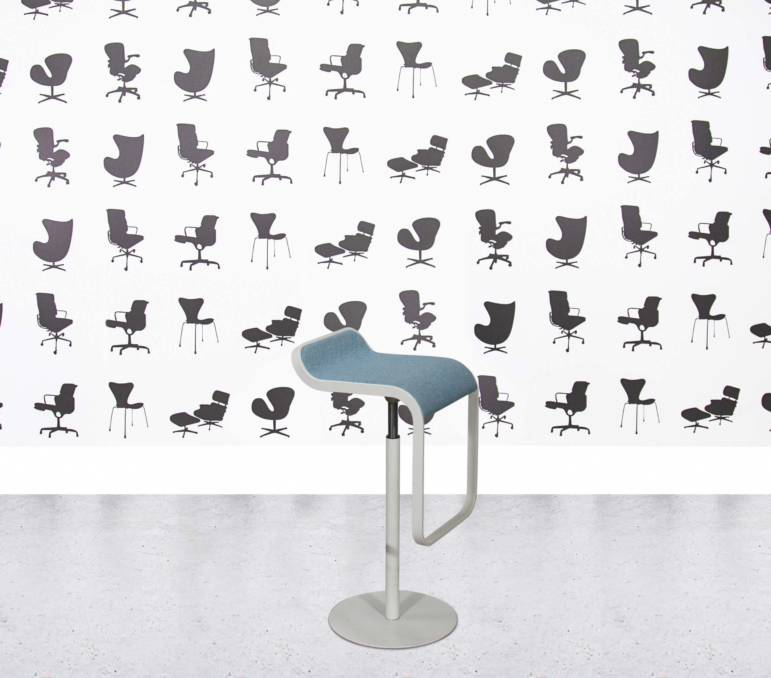 Refurbished Lapalma Lem Bar Stool - White Frame - Blue Seat4 Refurbished Lapalma Lem Bar Stool - White Frame - Blue Seat