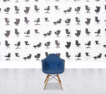 Refurbished Vitra Charles Eames DAR - White Shell - Full Upholstery - Blue Fabric