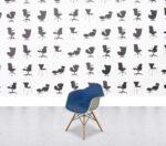 Refurbished Vitra Charles Eames DAR - White Shell - Full Upholstery - Blue Fabric