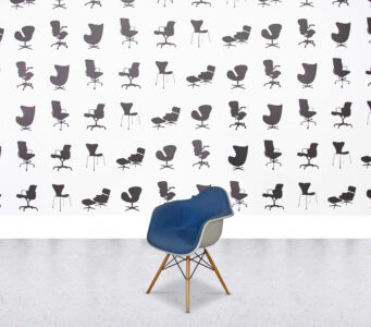 HOMEPAGE 2 Refurbished Vitra Charles Eames DAR - White Shell - Full Upholstery - Blue Fabric