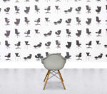 Refurbished Vitra Charles Eames DAR - White Shell - Full Upholstery - Blue Fabric