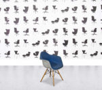 Refurbished Vitra Charles Eames DAR - White Shell - Full Upholstery - Blue Fabric