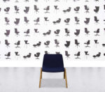 Refurbished Naughtone Viv Dining Chair Oak Frame - Blue Fabric