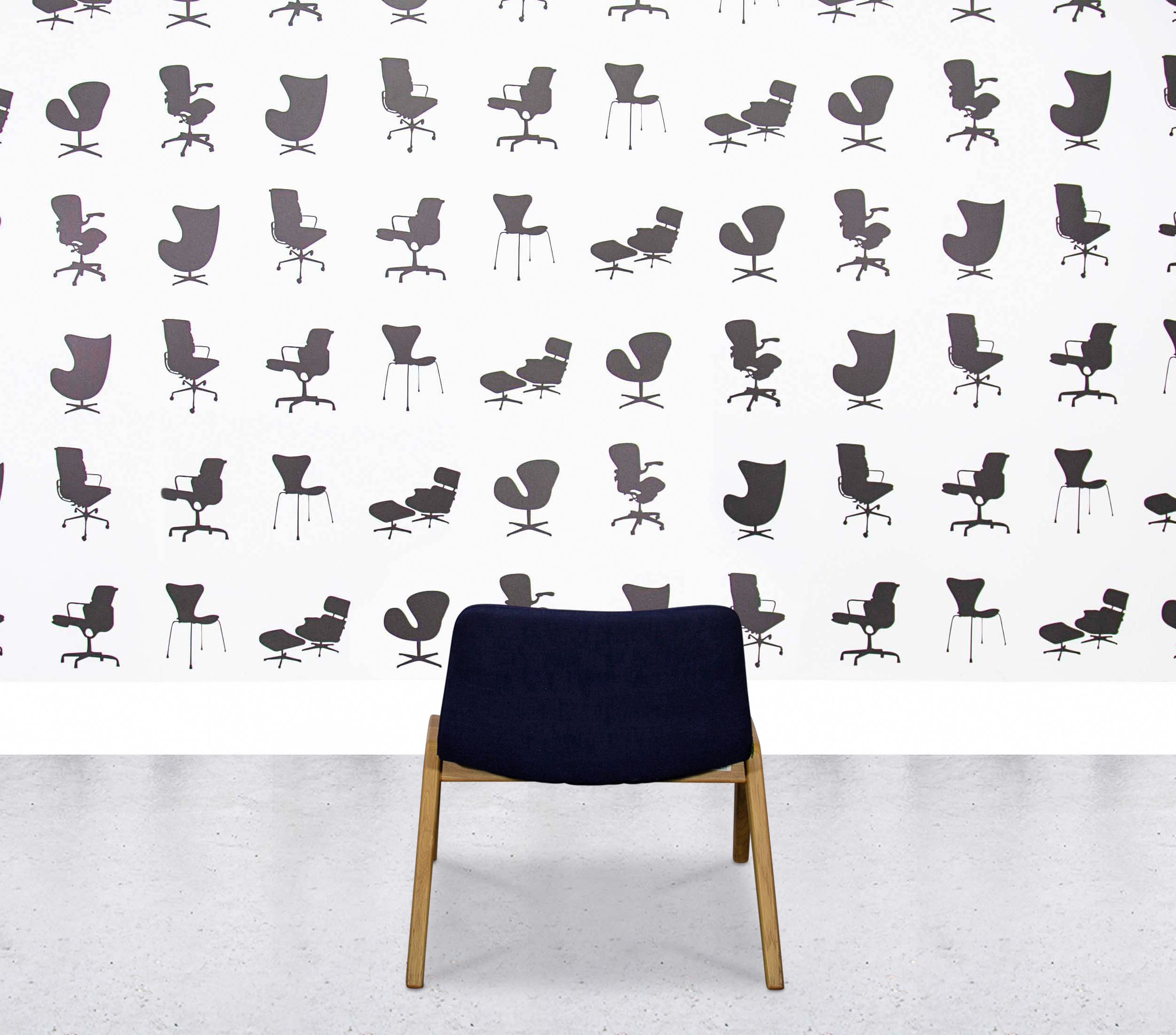 Refurbished Naughtone Viv Dining Chair Oak Frame - Blue Fabric3 Refurbished Naughtone Viv Dining Chair Oak Frame - Blue Fabric