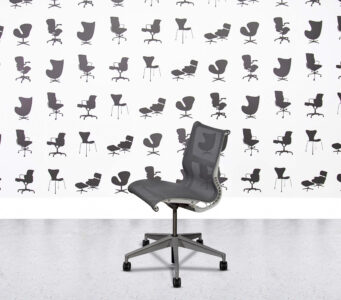 Refurbished Herman Miller Setu Chair - White Frame - Grey Mesh - Armless