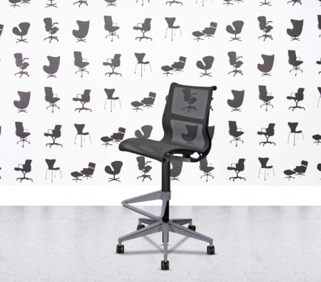 Refurbished Herman Miller Setu Stool - Grey Frame and Mesh - Armless
