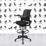 Refurbished Steelcase Series 1 Draughtsman Office Stool - Black