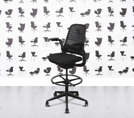Refurbished Steelcase Series 1 Draughtsman Office Stool - Black