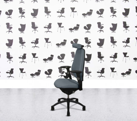 Refurbished Flokk RH Logic 400 Chair High Back with Headrest - Black Frame - Paseo